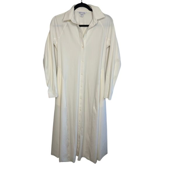 Athleta Cosmic Layer Dress XS White Cream Long Sleeve Button Down 534776 - Picture 2 of 8